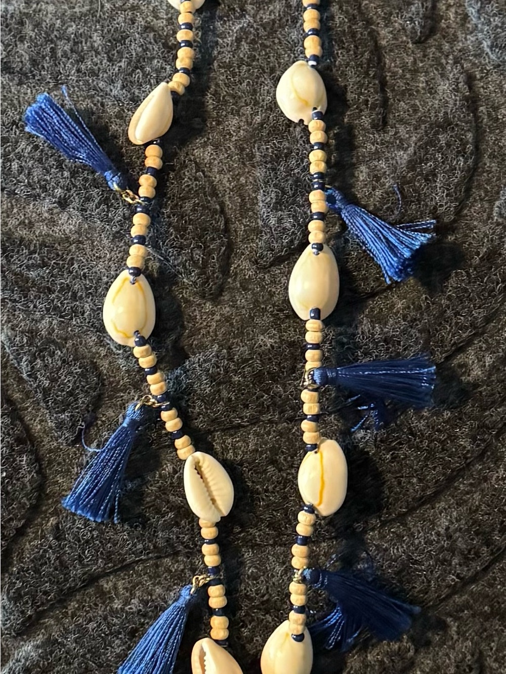 Lilly Pulitzer Navy & Ivory Shell Tassel Necklace